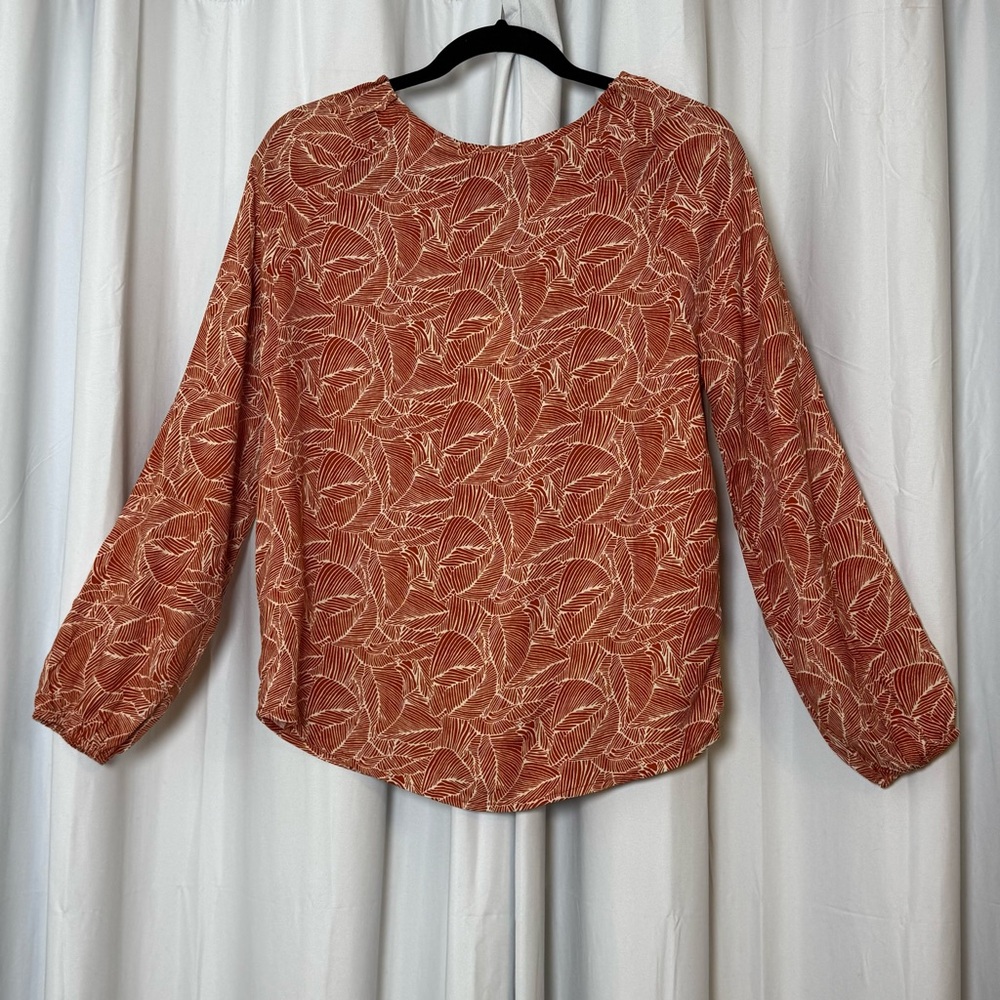 Bohme Rust Floral Boho Blouse Cottagecore Tie Neck Peasant Top XS NWT - Picture 3 of 10